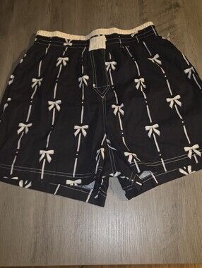 NWT New J Very J Women's Size S Black Ribbon Bow Boxer Lounge Shorts